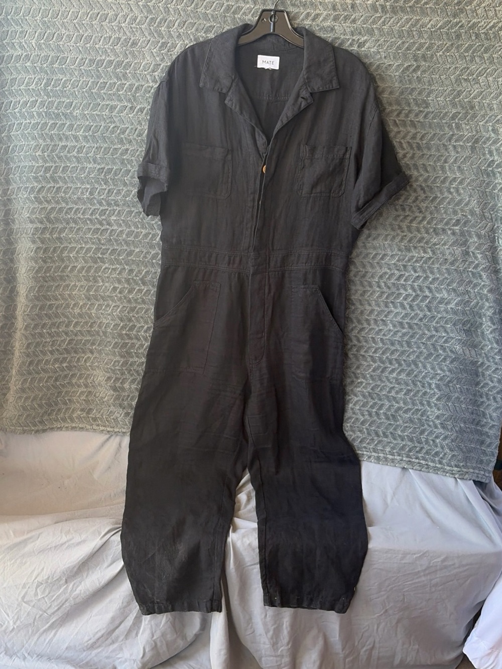 MATE the Label Black Short-Sleeve Utility Jumpsuit